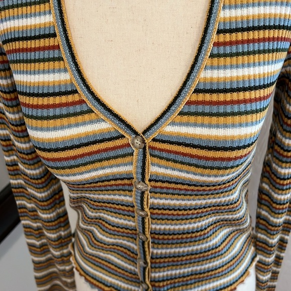 Retro Knit Striped Cardigan - Picture 2 of 6